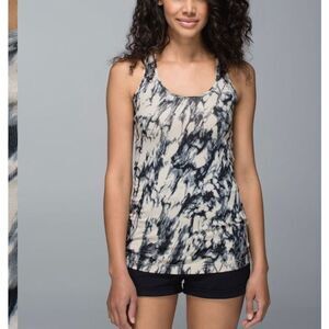 NWOT Lululemon Cool Racerback Great Granite Black Mojave Gym Tank Top Women's 8